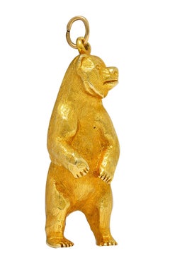 1970's Vintage 14 Karat Yellow Gold Grizzly Bear Charm