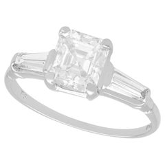 Vintage 1.75 Carat Asscher cut Diamond Solitaire Ring in White Gold 