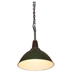 1970s Vintage Green Enamel Industrial Pendant Light, Quantity Available