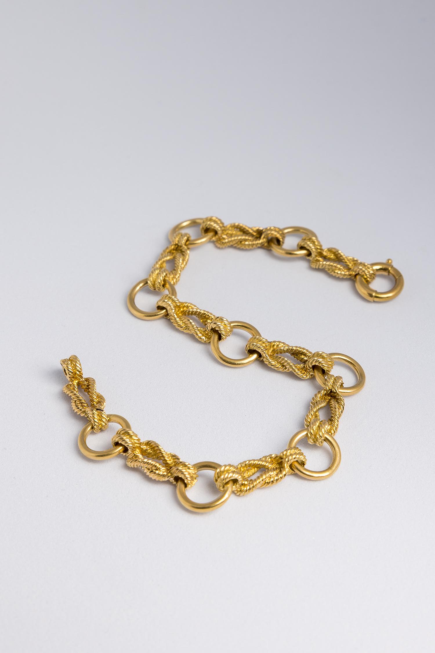 Hermès 1970s vintage yellow gold rope knot link bracelet  2