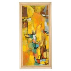 1970's Vintage Abstract Oil Painting "Yellow Sails"