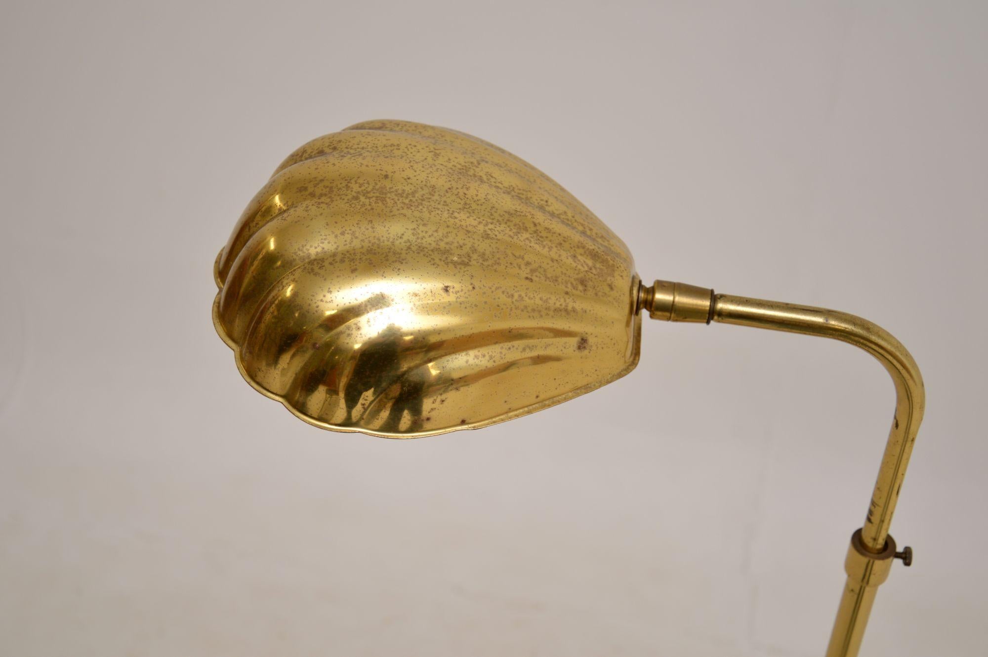 British 1970s Vintage Adjustable Brass Floor Lamp