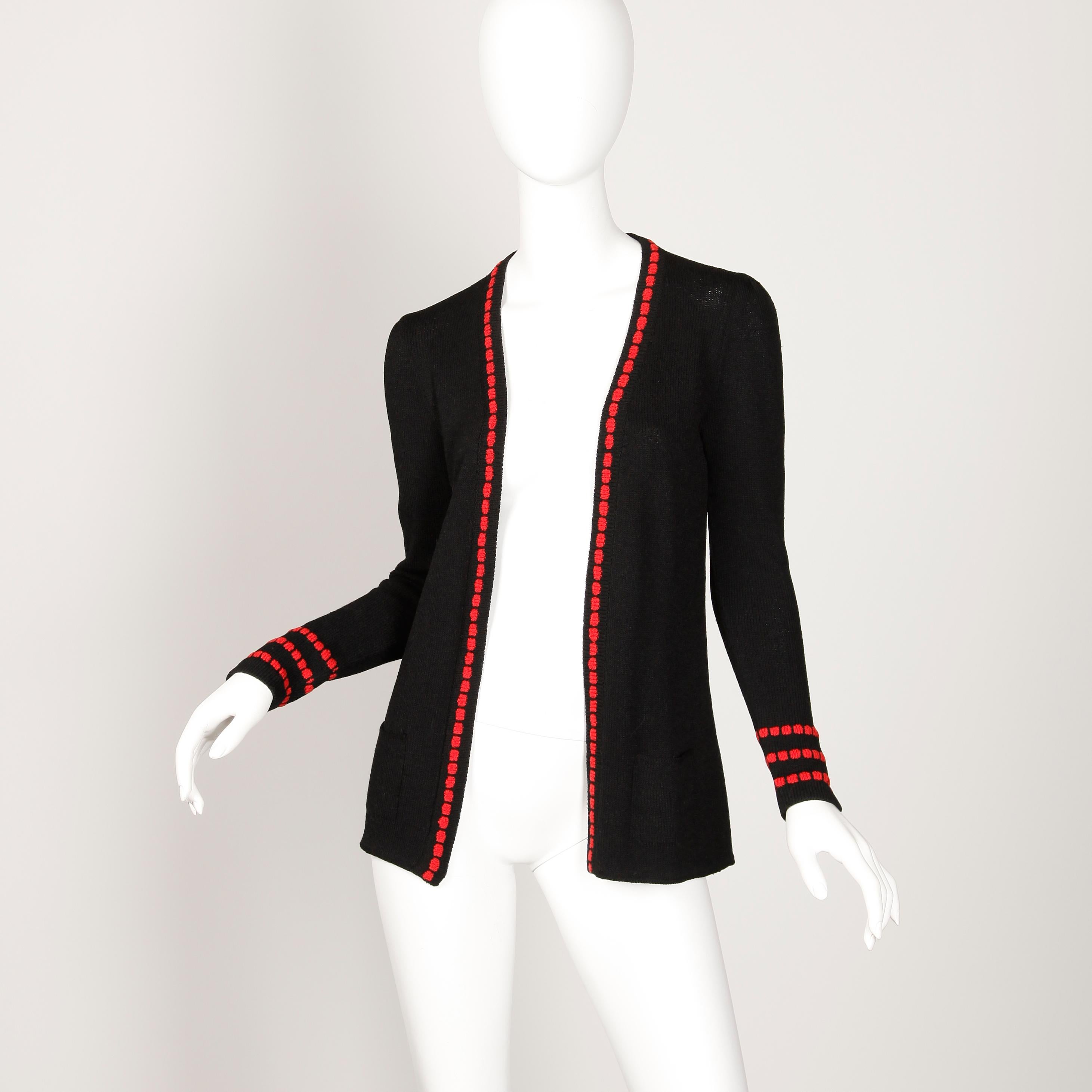 Black 1970s Vintage Adolfo Cardigan Sweater