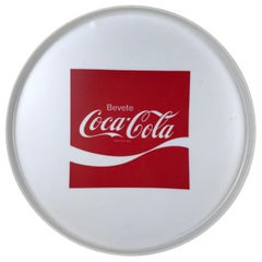 1970s Vintage Advertising Round Plastic Bar Tray Drink Coca-Cola Made in Italy