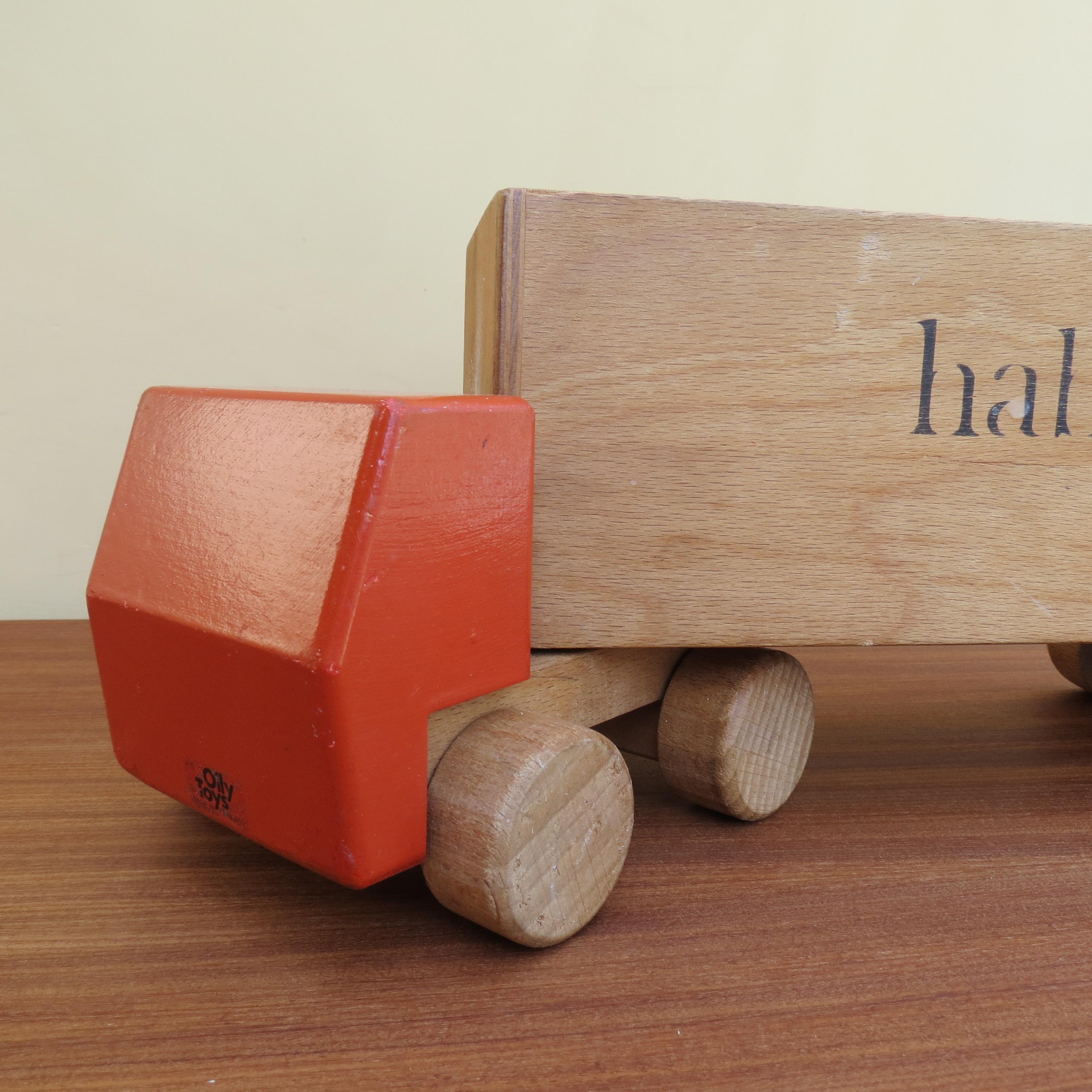 Mid-Century Modern 1970s Vintage Advertising Toy Lorry for Habitat Wooden Toy Lorry by Ryk Heuff