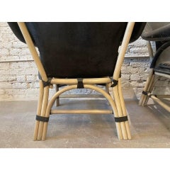 Sedie vintage anni '70 in bambù e pelle di Antonio Layug - Una coppia