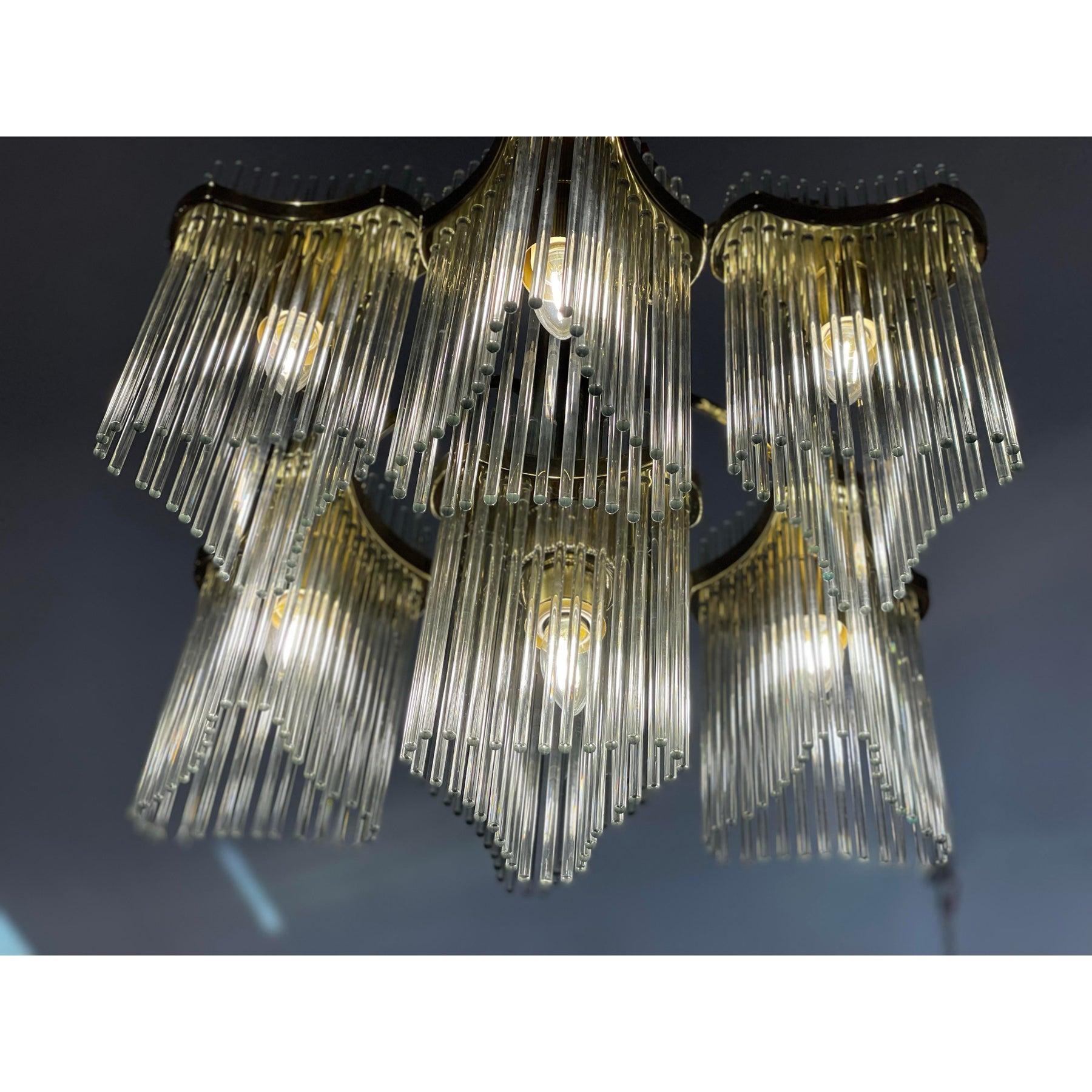 1970s Vintage Arched Italian Gaetano Sciolari Chandelier With Glass Rods For Sale 5