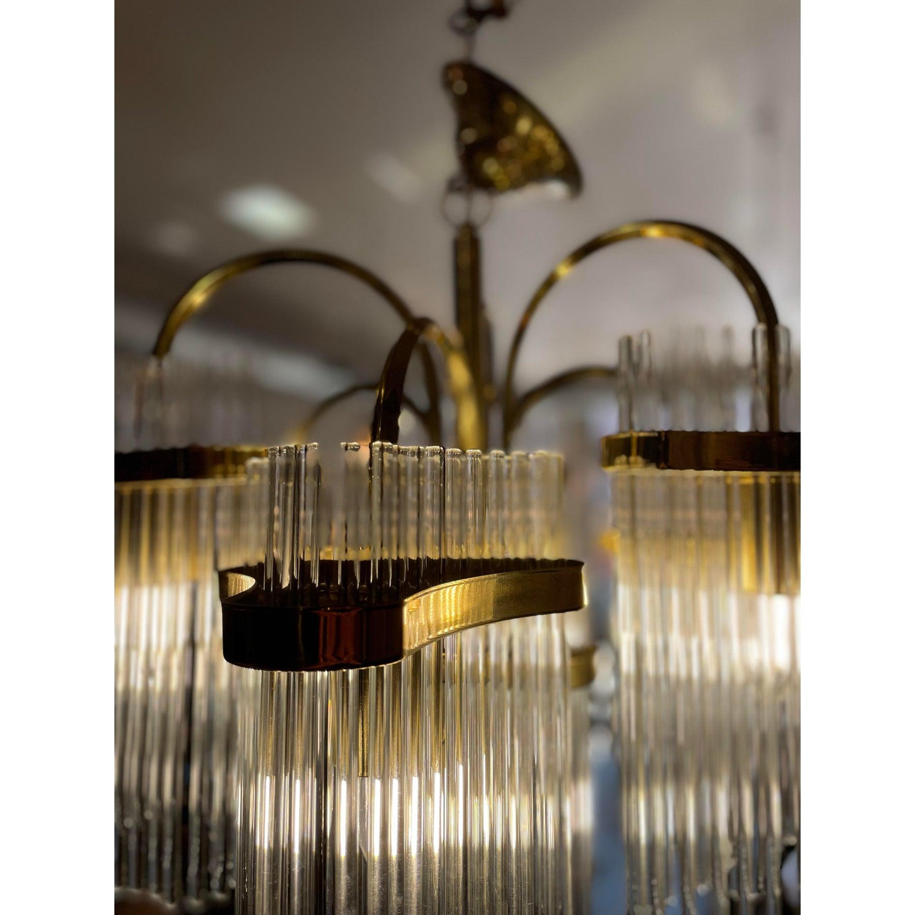 1970s Vintage Arched Italian Gaetano Sciolari Chandelier With Glass Rods For Sale 6