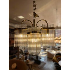 1970s Vintage Arched Italian Gaetano Sciolari Chandelier With Glass Rods