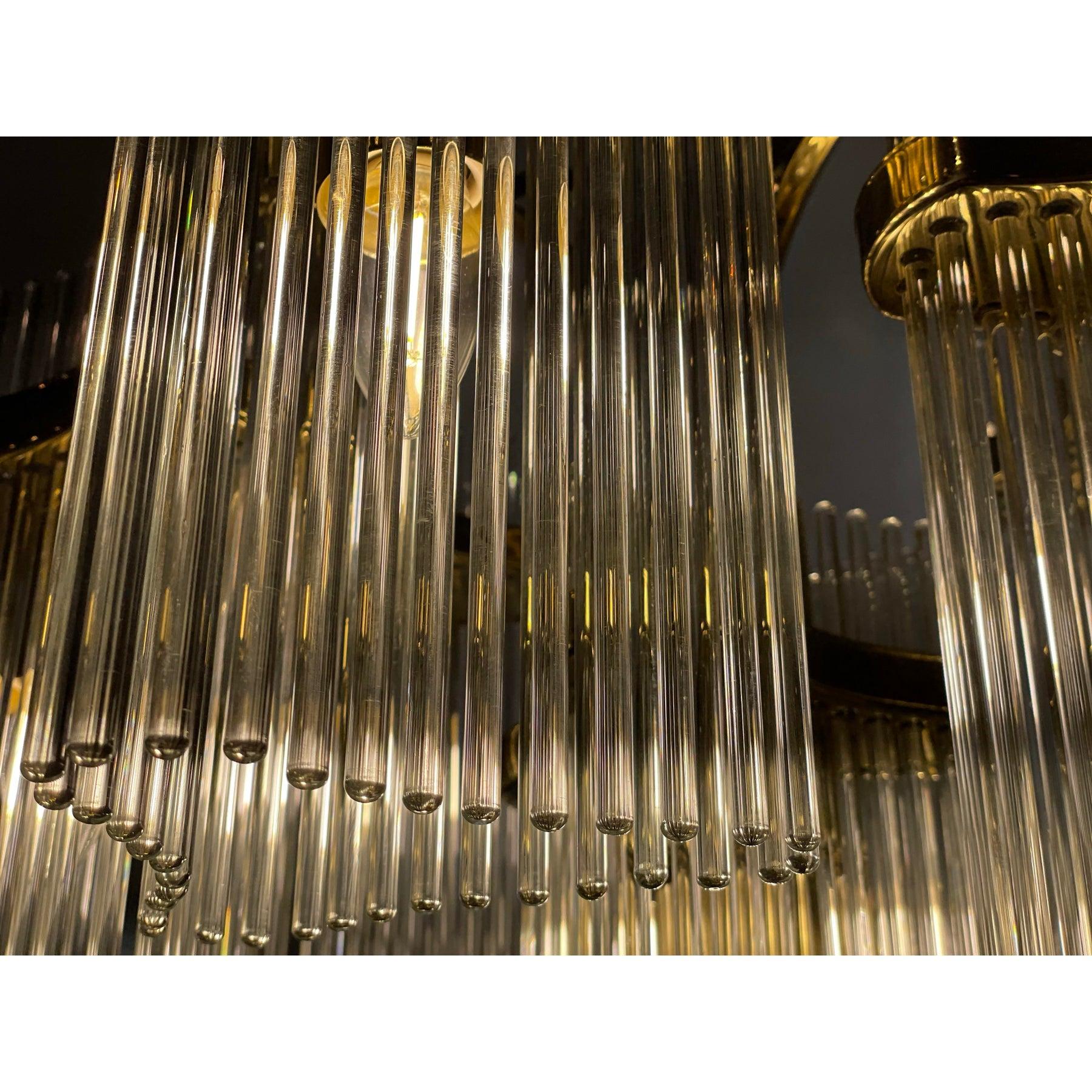 Late 20th Century 1970s Vintage Arched Italian Gaetano Sciolari Chandelier With Glass Rods For Sale