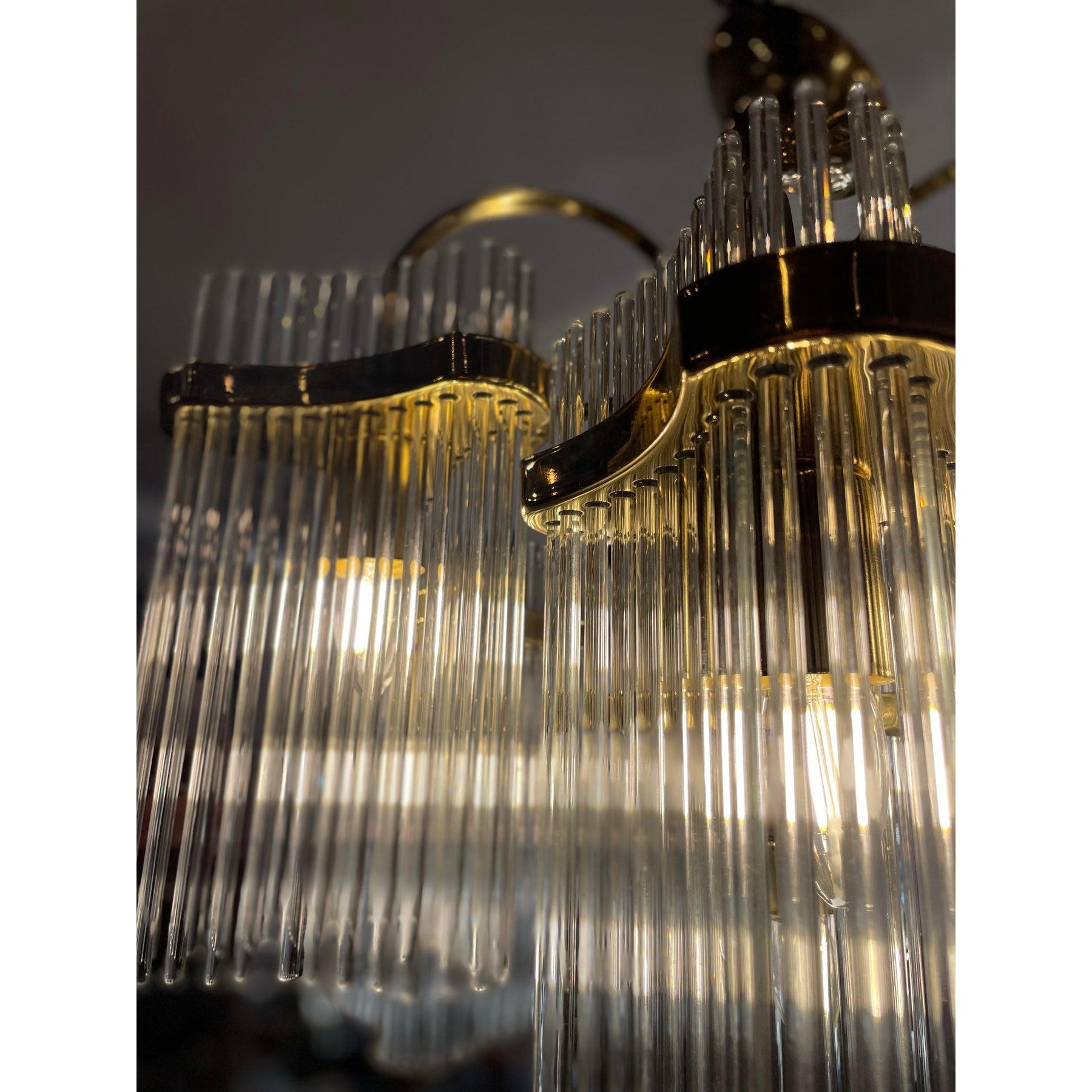 1970s Vintage Arched Italian Gaetano Sciolari Chandelier With Glass Rods For Sale 1