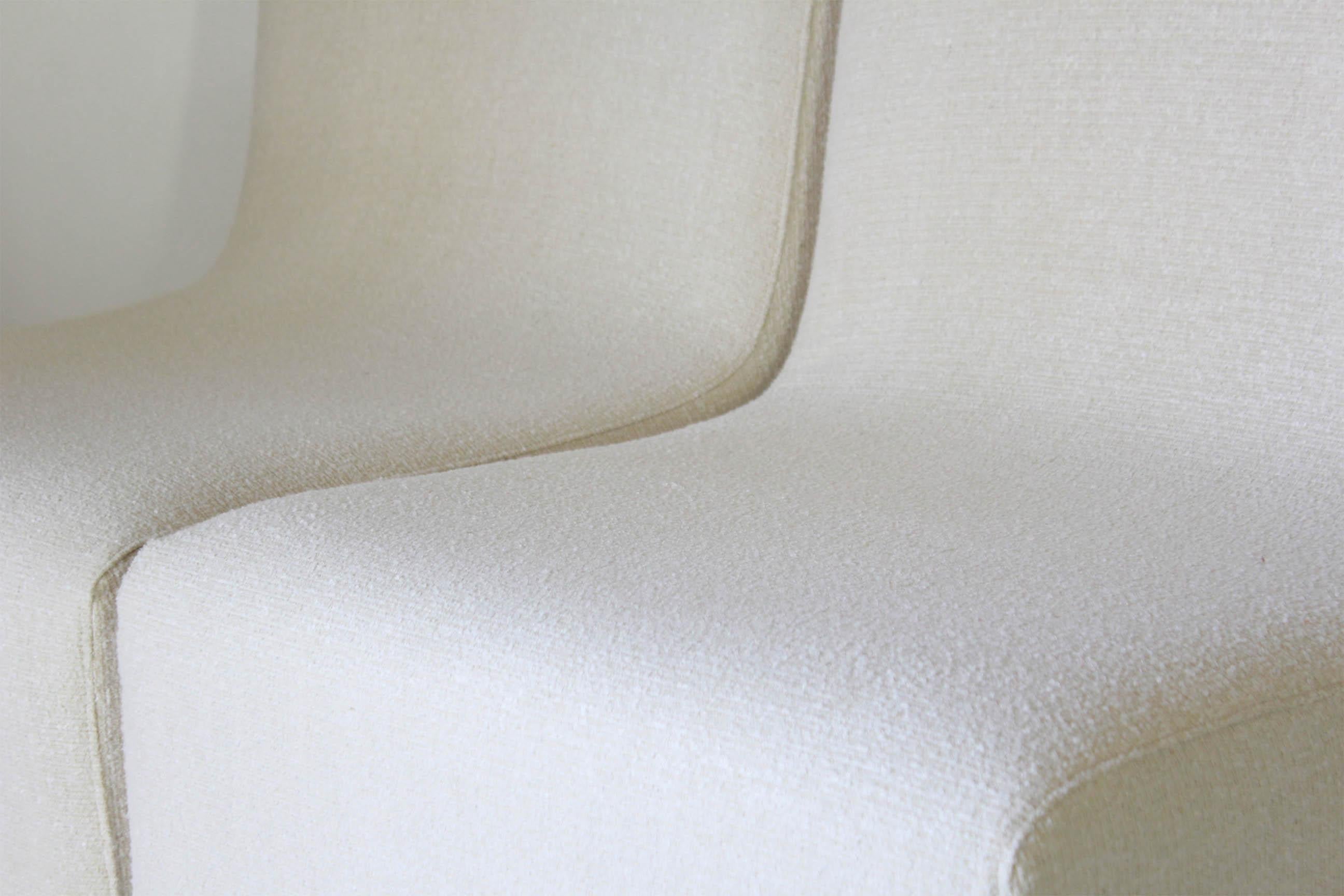 1970s Vintage White fabric Armchairs, Set of Two 11