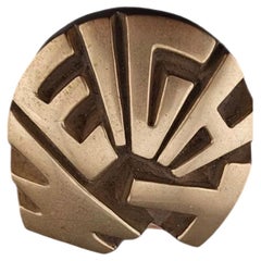 1970s Vintage Arnaldo Pomodoro Insp Brass Pop Art Paperweight Italy