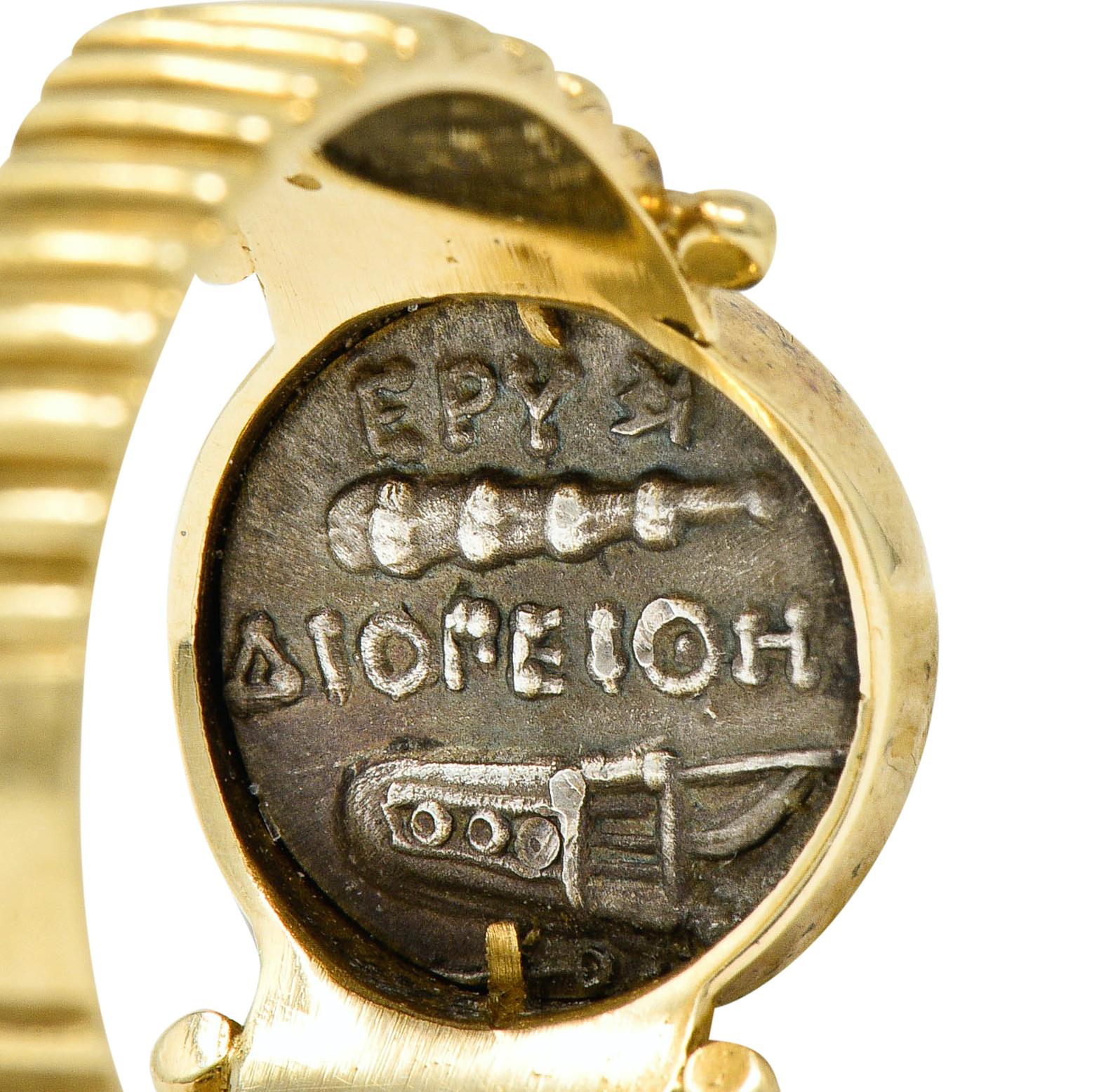 1970s Vintage Athena Antique Coin 14 Karat Gold Band Ring 4