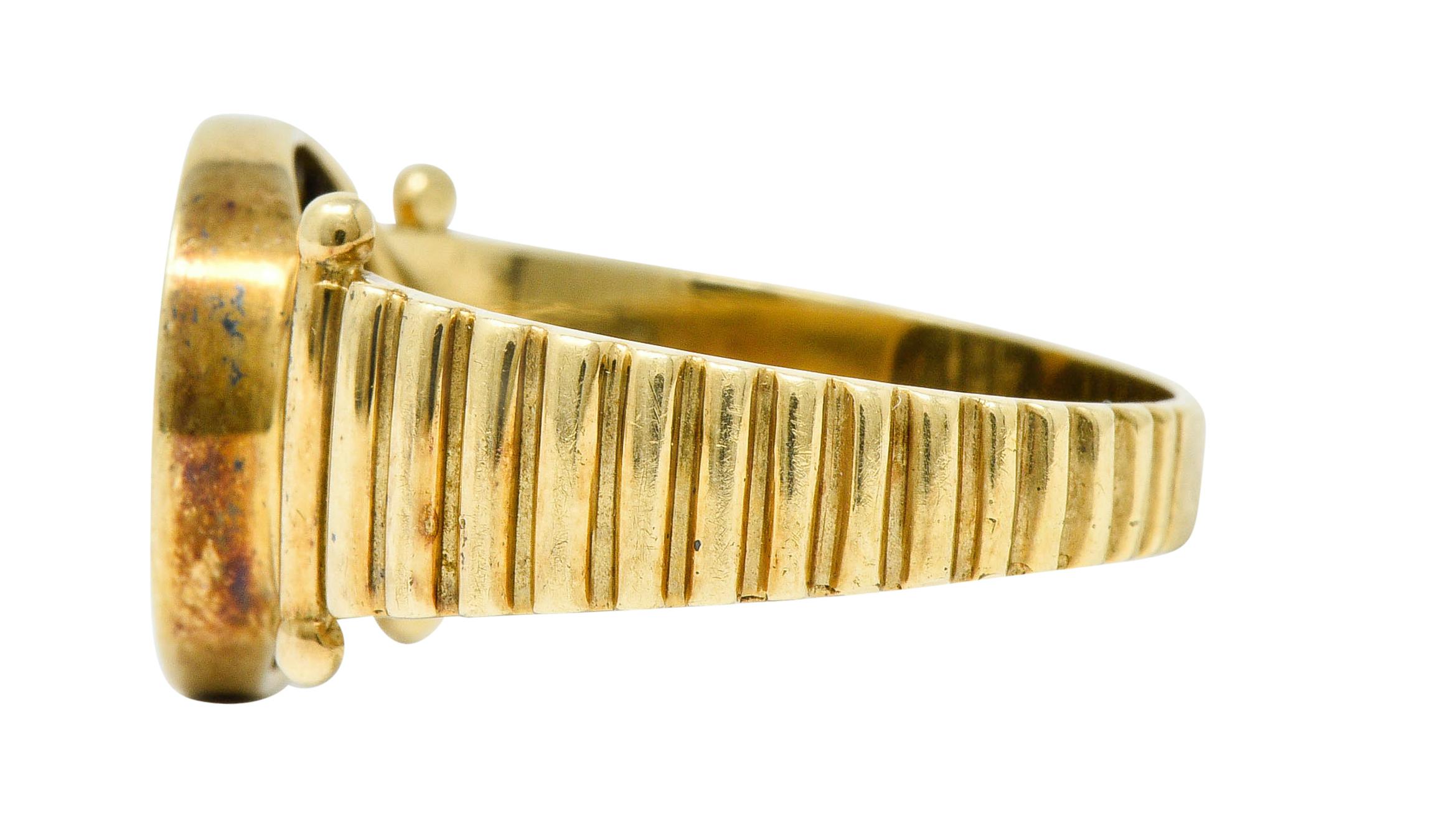 Contemporary 1970s Vintage Athena Antique Coin 14 Karat Gold Band Ring