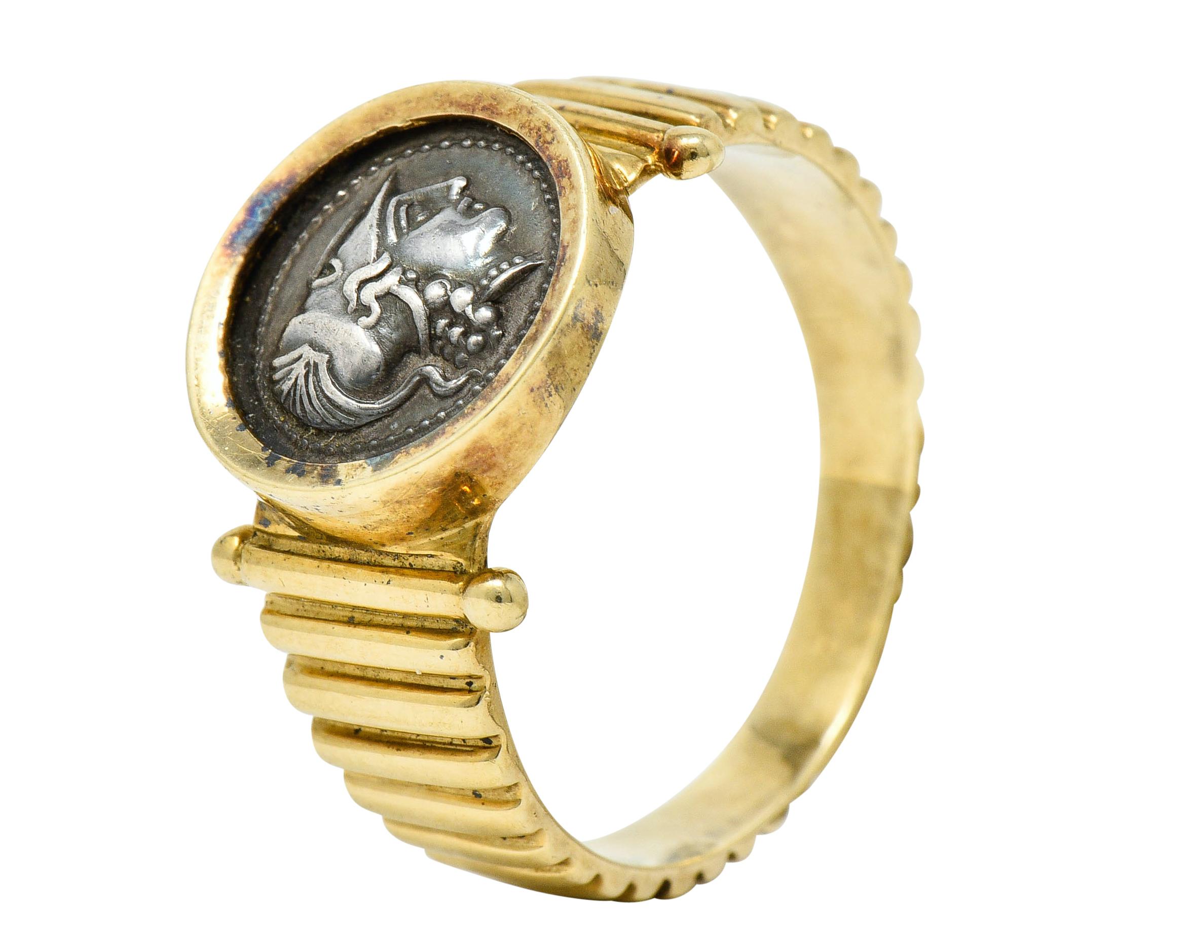 1970s Vintage Athena Antique Coin 14 Karat Gold Band Ring 2