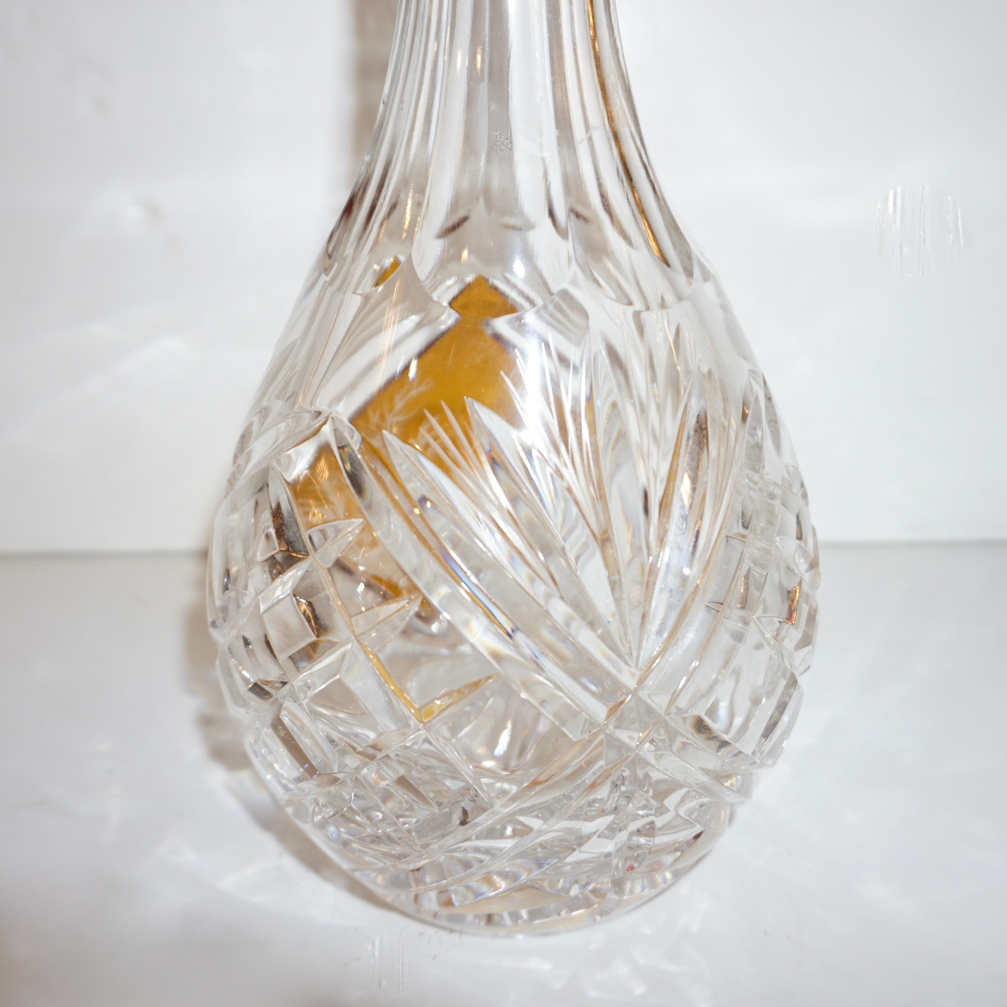1970s Vintage Austrian Animal Engraved Overlaid Gold Amber Glass Liqueur Bottle For Sale 7