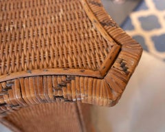 1970s Vintage Bamboo and Braided Rattan Pedestal, Tropical Style.