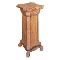1970s Vintage Bamboo and Braided Rattan Pedestal, Tropical Style.