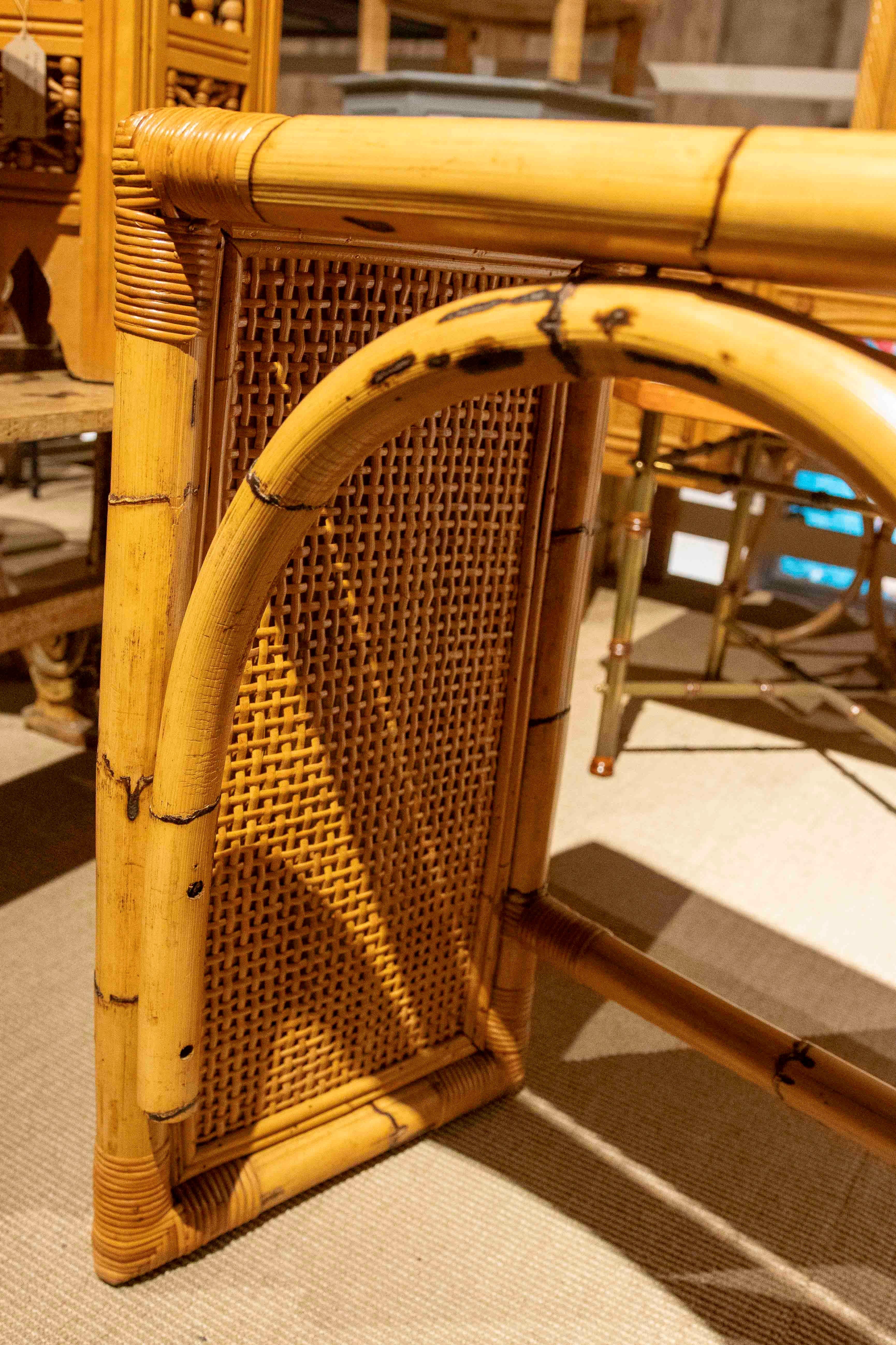 1970er Vintage Schreibtisch aus Bambus und Rattan mit vier Schubladen im Angebot 6