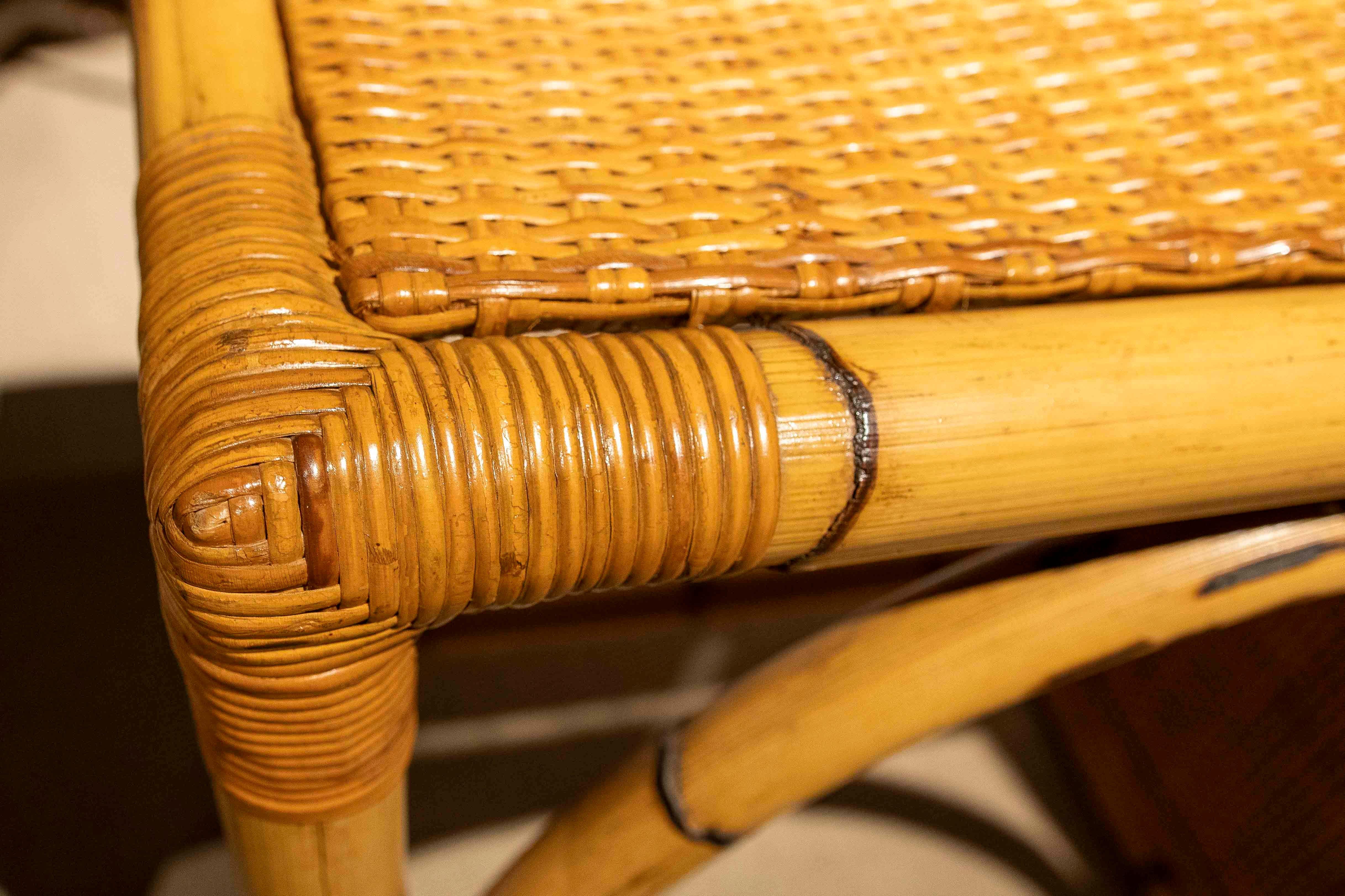 1970er Vintage Schreibtisch aus Bambus und Rattan mit vier Schubladen im Angebot 2