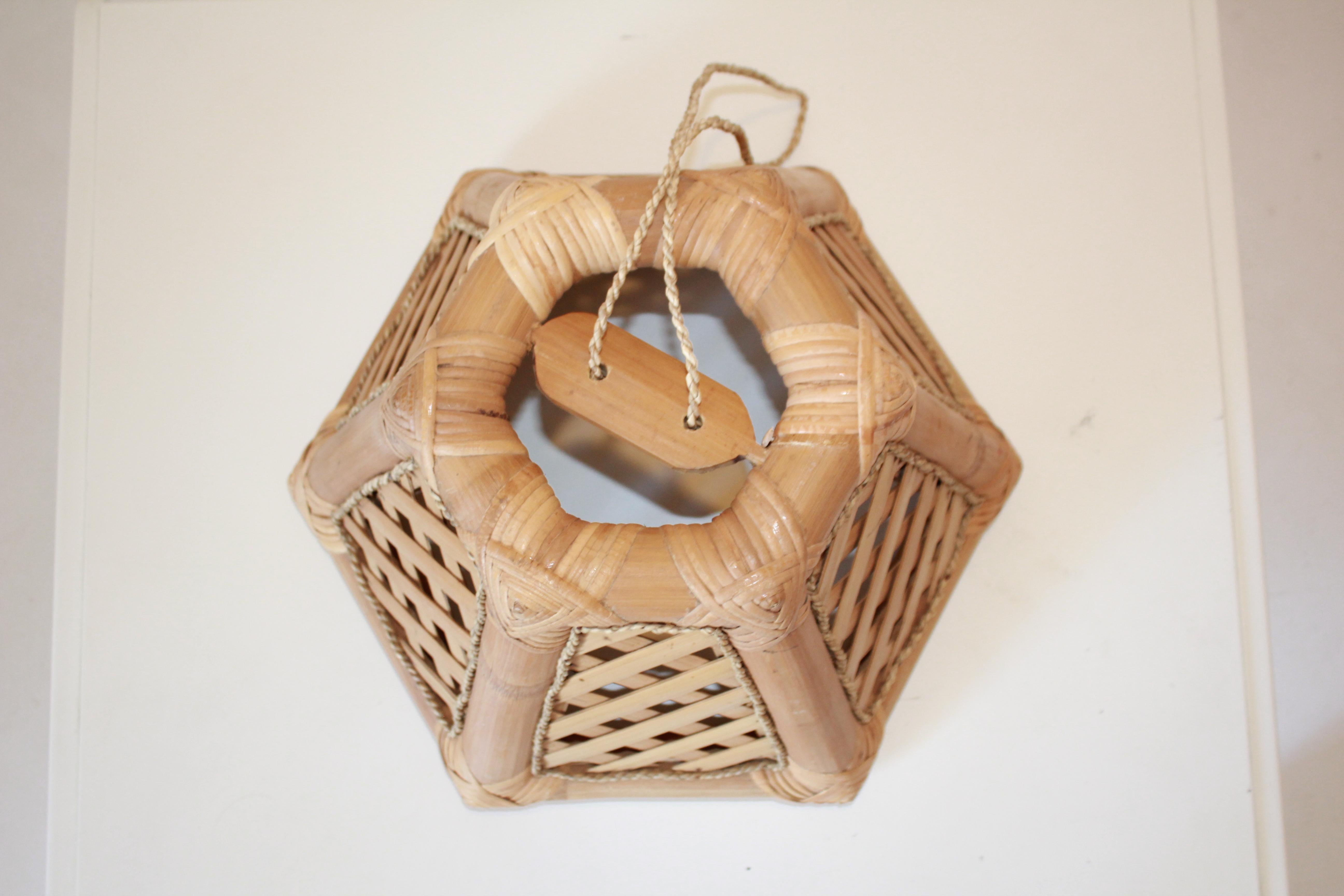 Late 20th Century Vintage Bamboo Pendant, Italy 1970s For Sale