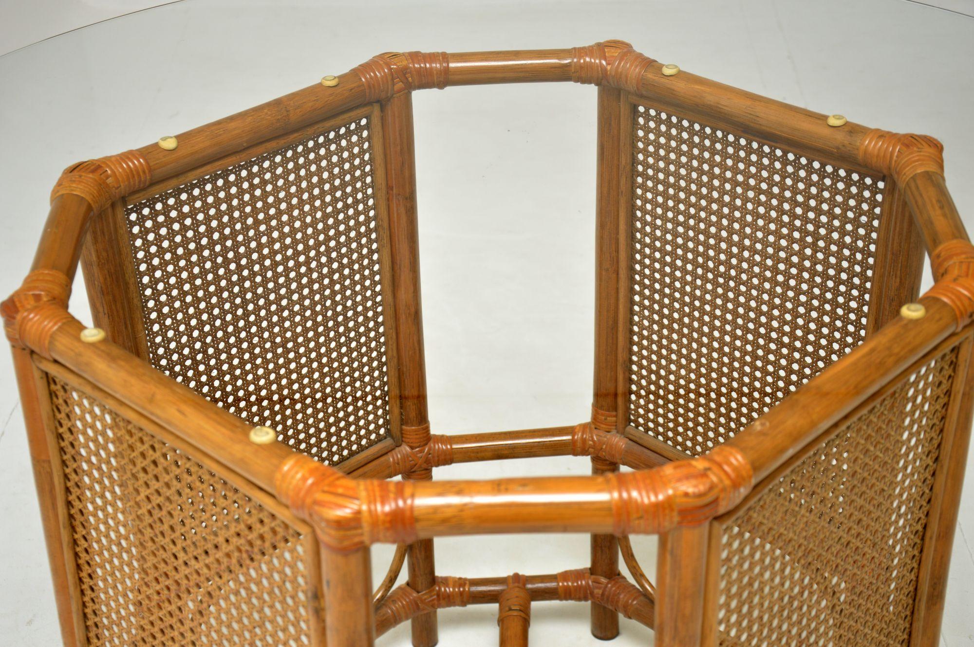1970's Vintage Bamboo & Rattan Dining Table & 4 Chairs 3