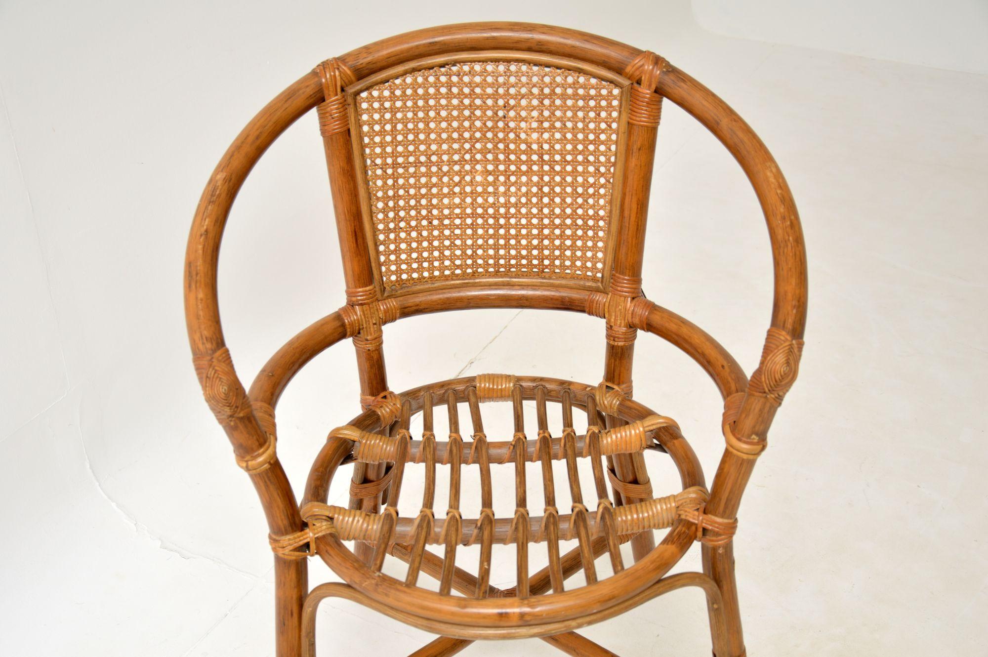 1970's Vintage Bamboo & Rattan Dining Table & 4 Chairs In Good Condition In London, GB