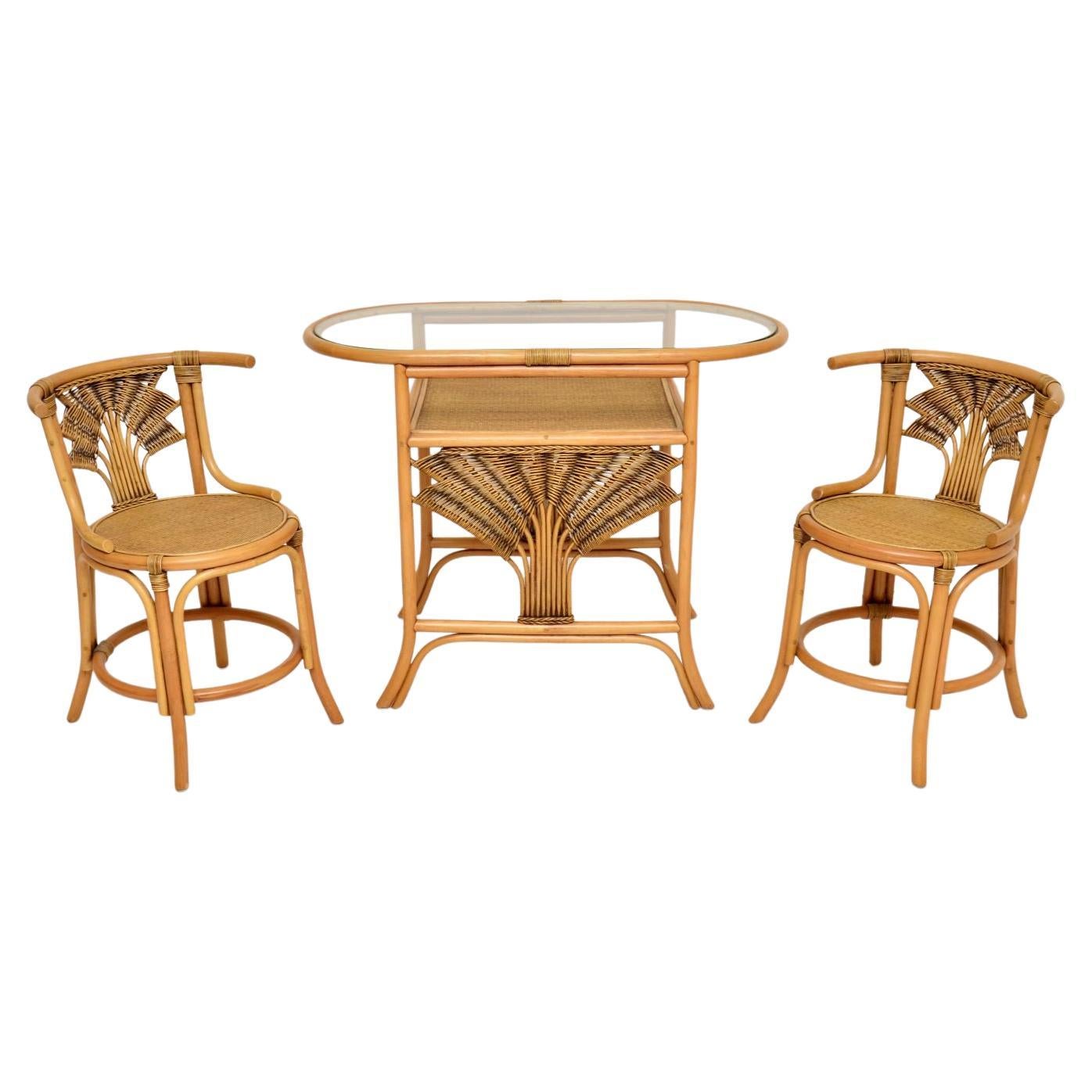 1970s Vintage Bamboo Rattan Table and Chairs at 1stDibs rattan