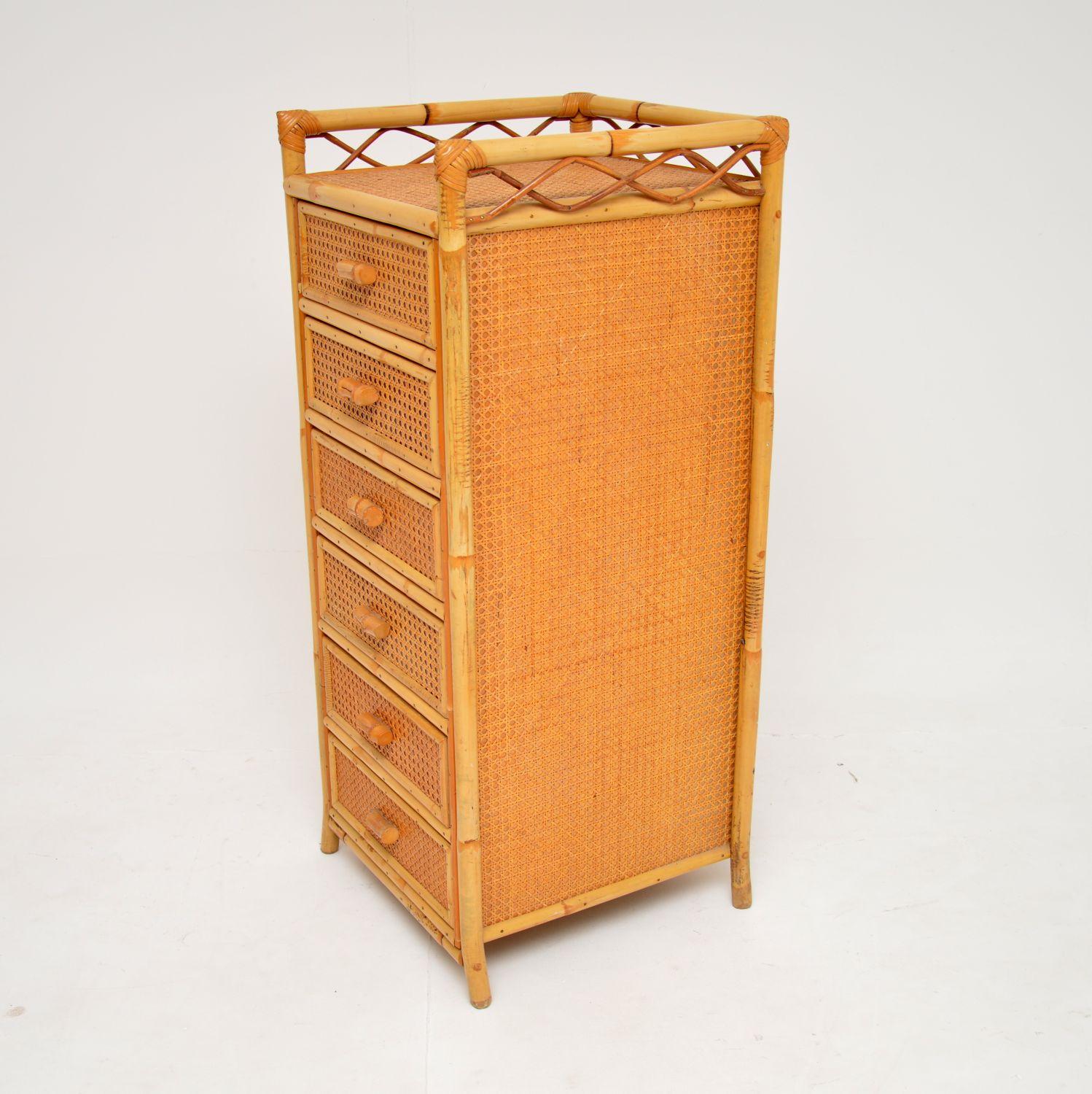 Cassettiera vintage in bambù e rattan degli anni '70 di Angraves In condizioni buone in vendita a London, GB