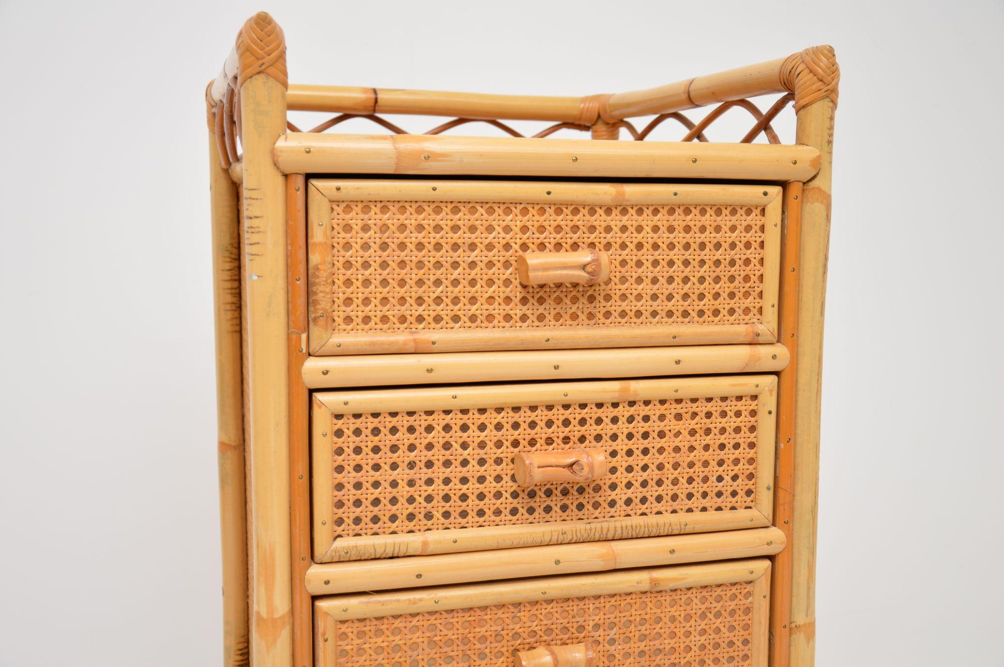 Late 20th Century 1970's Vintage Bamboo & Rattan Tallboy Chest of Drawers by Angraves For Sale
