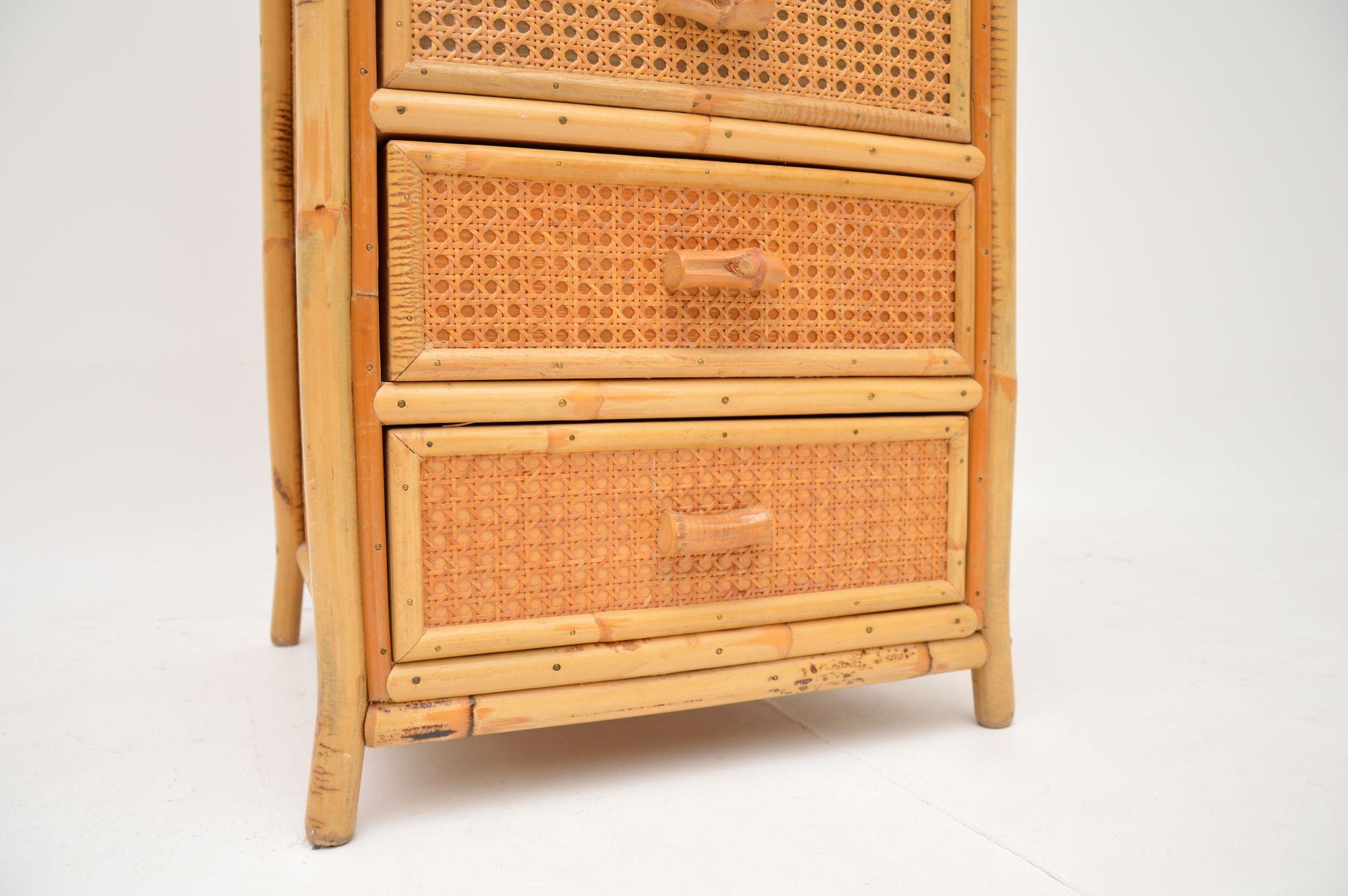 1970's Vintage Bamboo & Rattan Tallboy Chest of Drawers by Angraves For Sale 2