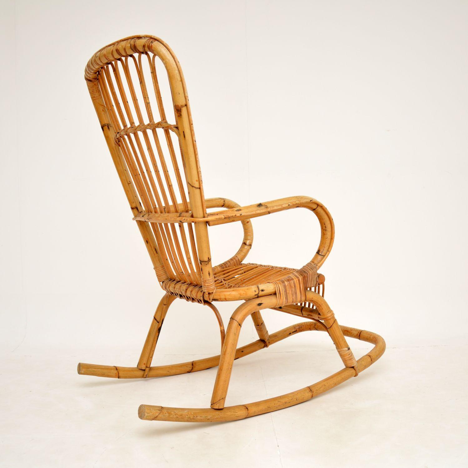 Mid-Century Modern 1970's Vintage Bamboo Rocking Chair