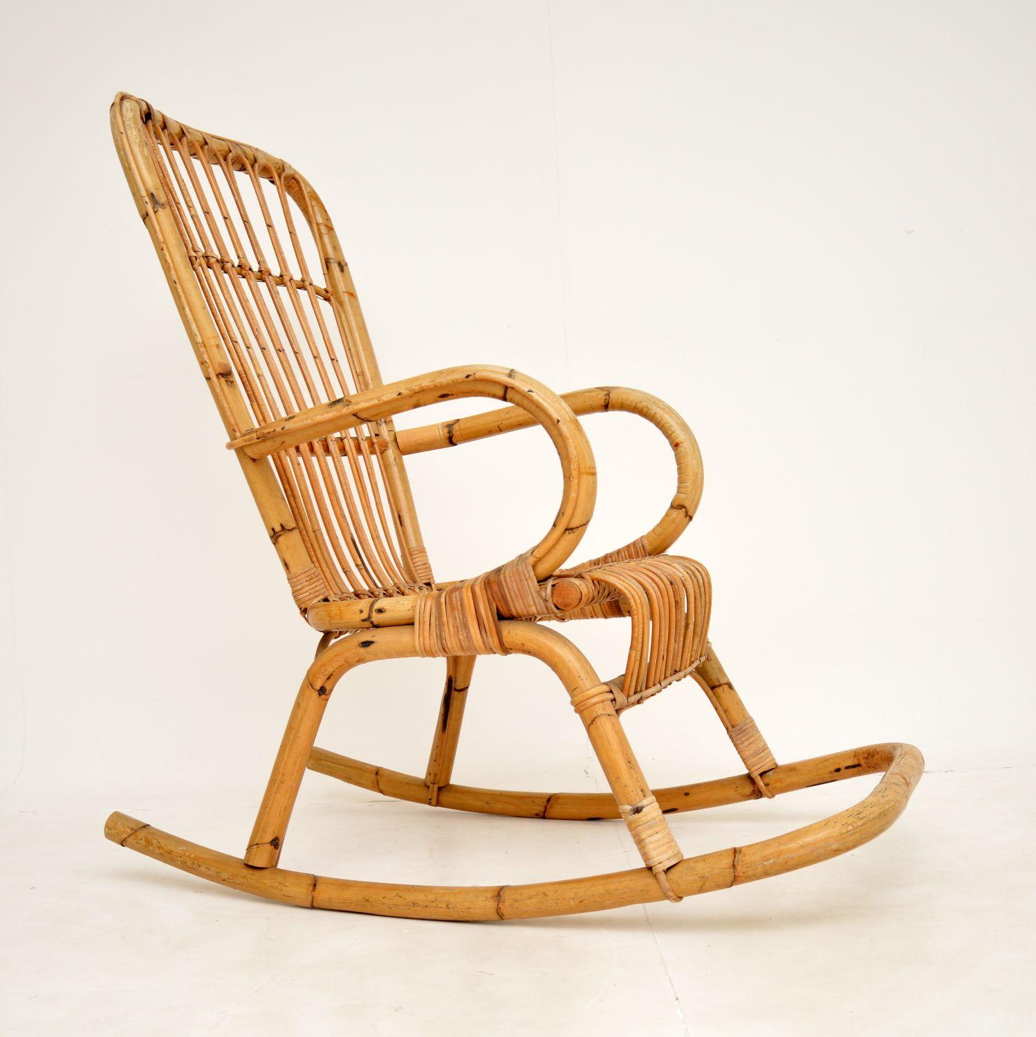 English 1970's Vintage Bamboo Rocking Chair