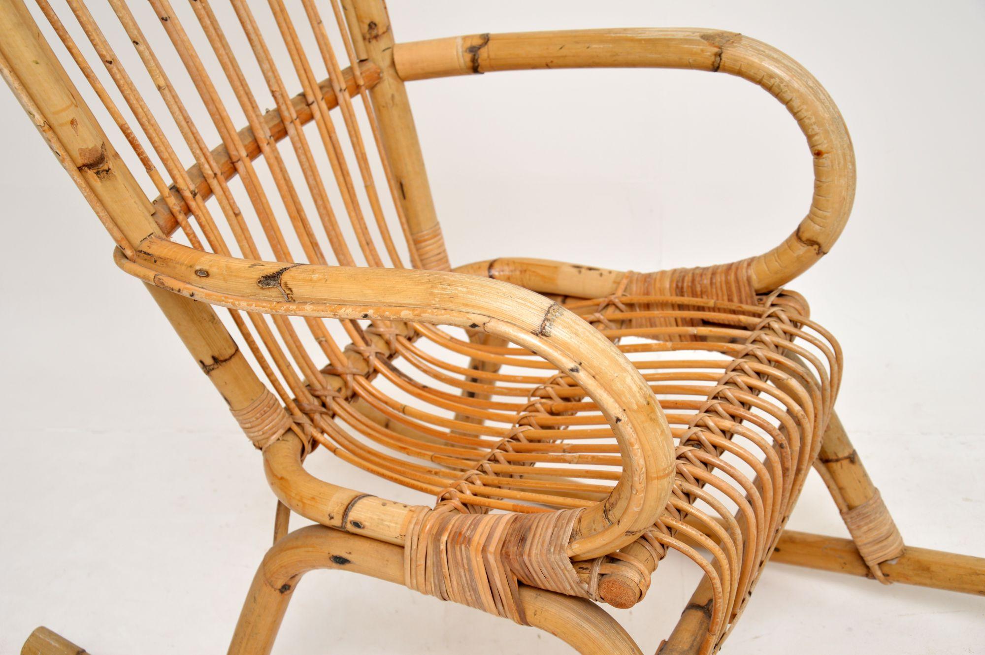 1970's Vintage Bamboo Rocking Chair In Good Condition In London, GB