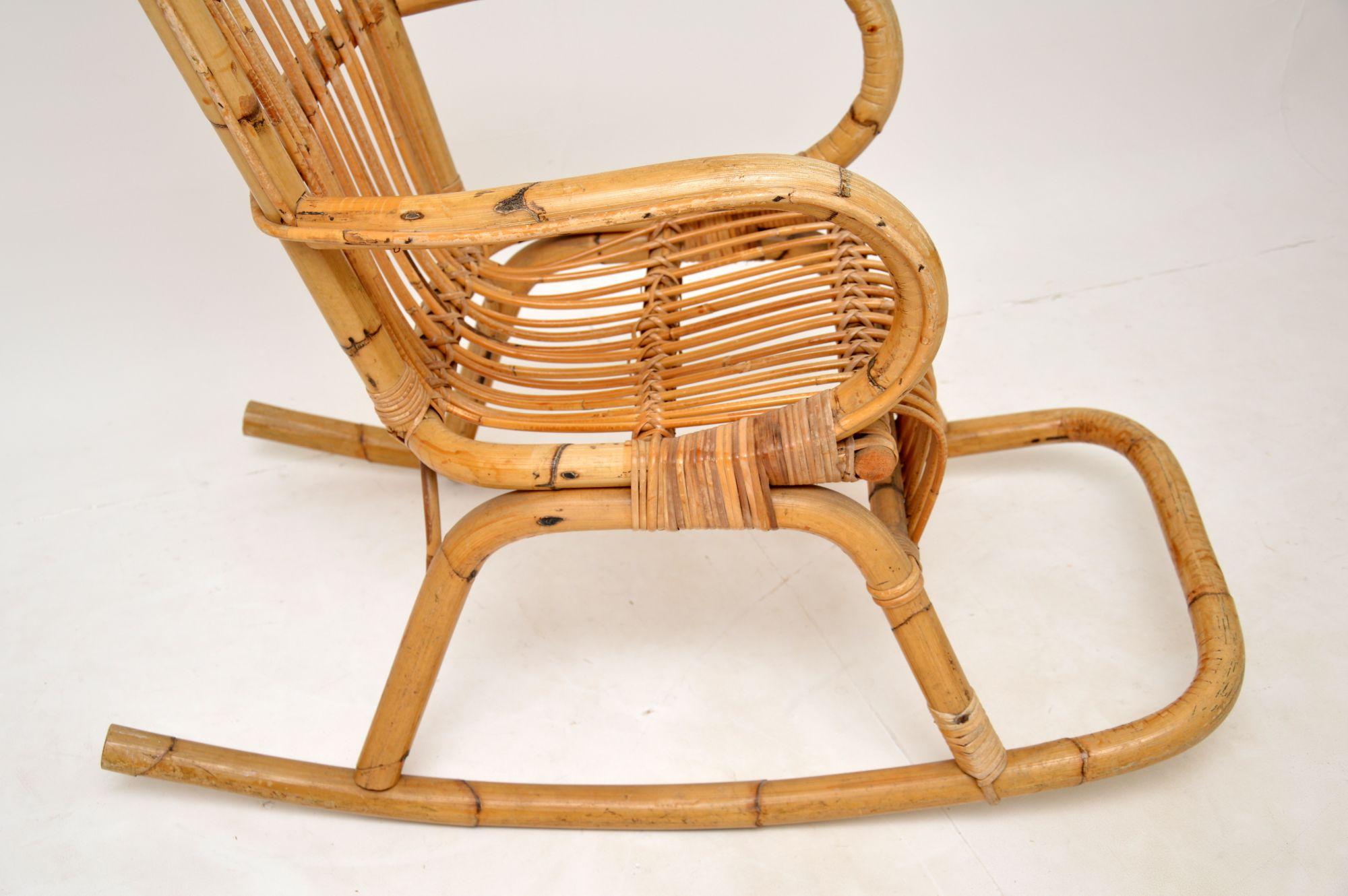 20th Century 1970's Vintage Bamboo Rocking Chair