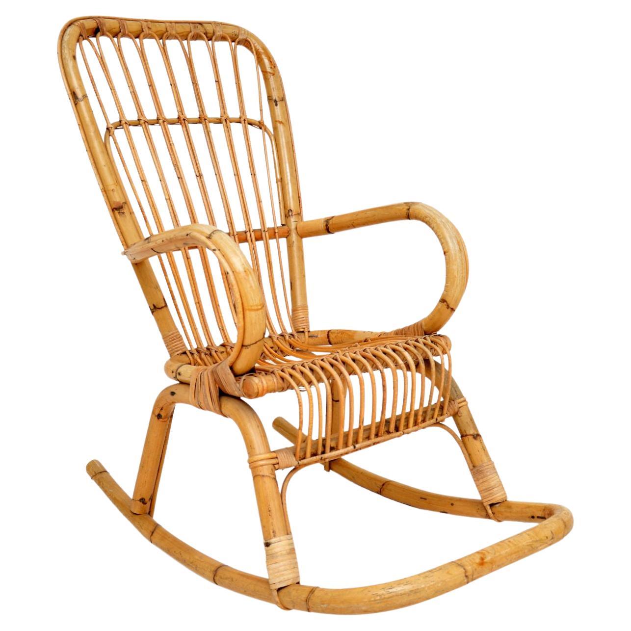 1970's Vintage Bamboo Rocking Chair