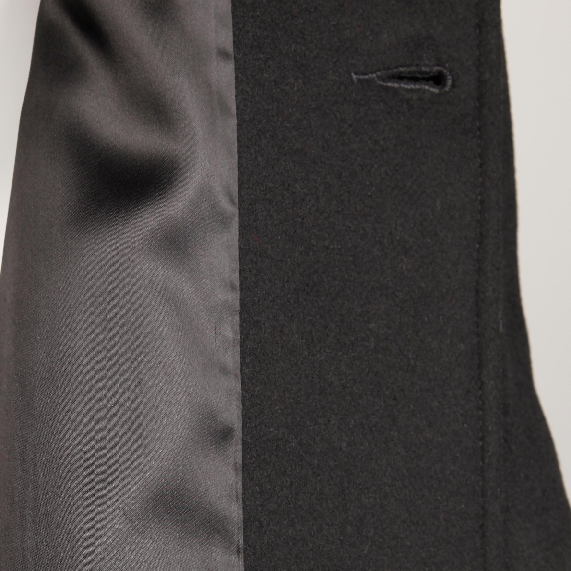 1970s Vintage Black Wool + Brown Asymmetric Mink Fur Classic Coat 7