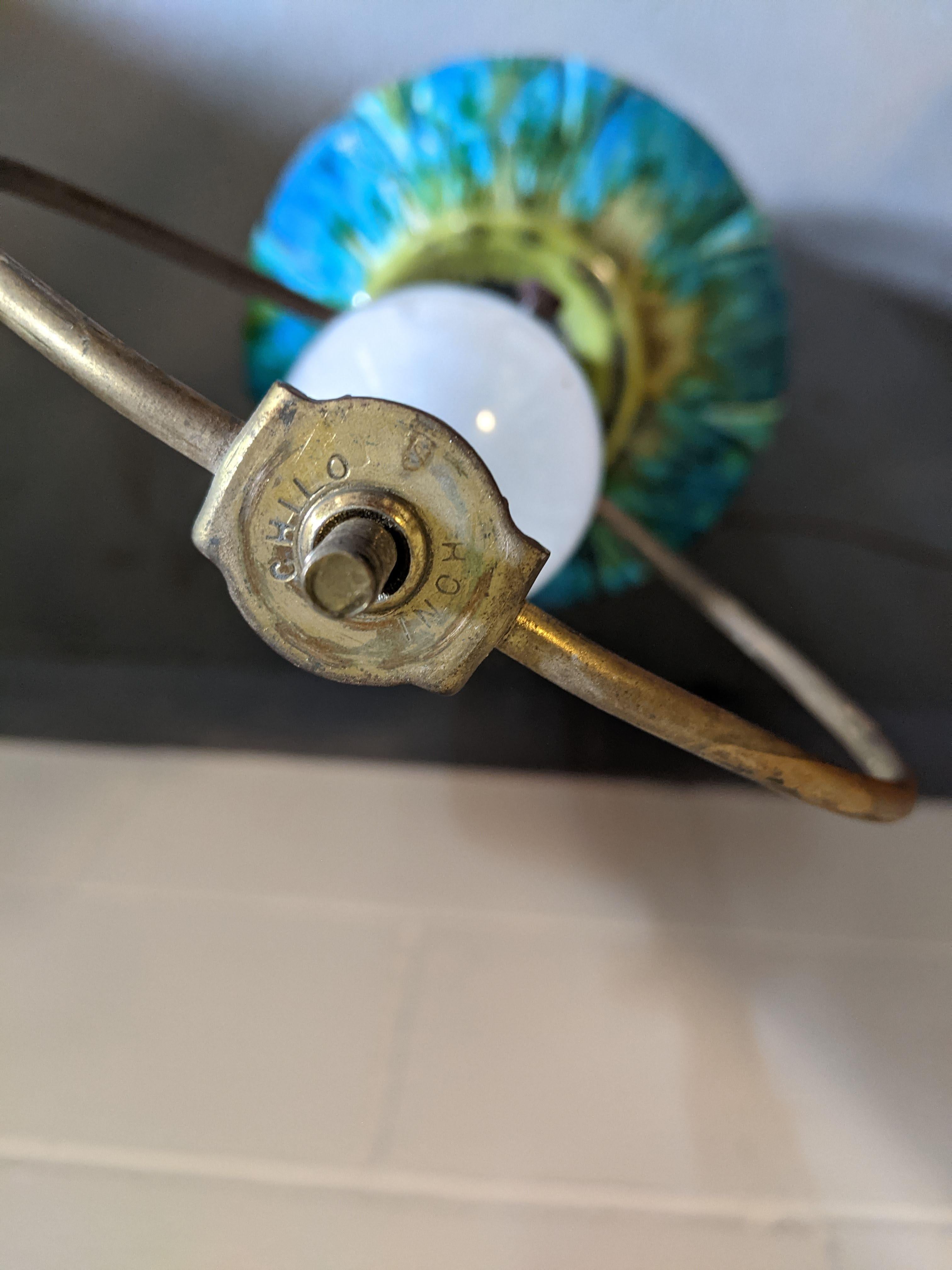 1970s Vintage Blue Green Drip Glaze Honi Chilo Lamp 2