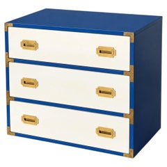 Vintage-Kommode aus den 1970er Jahren, blau-weiß lackiert