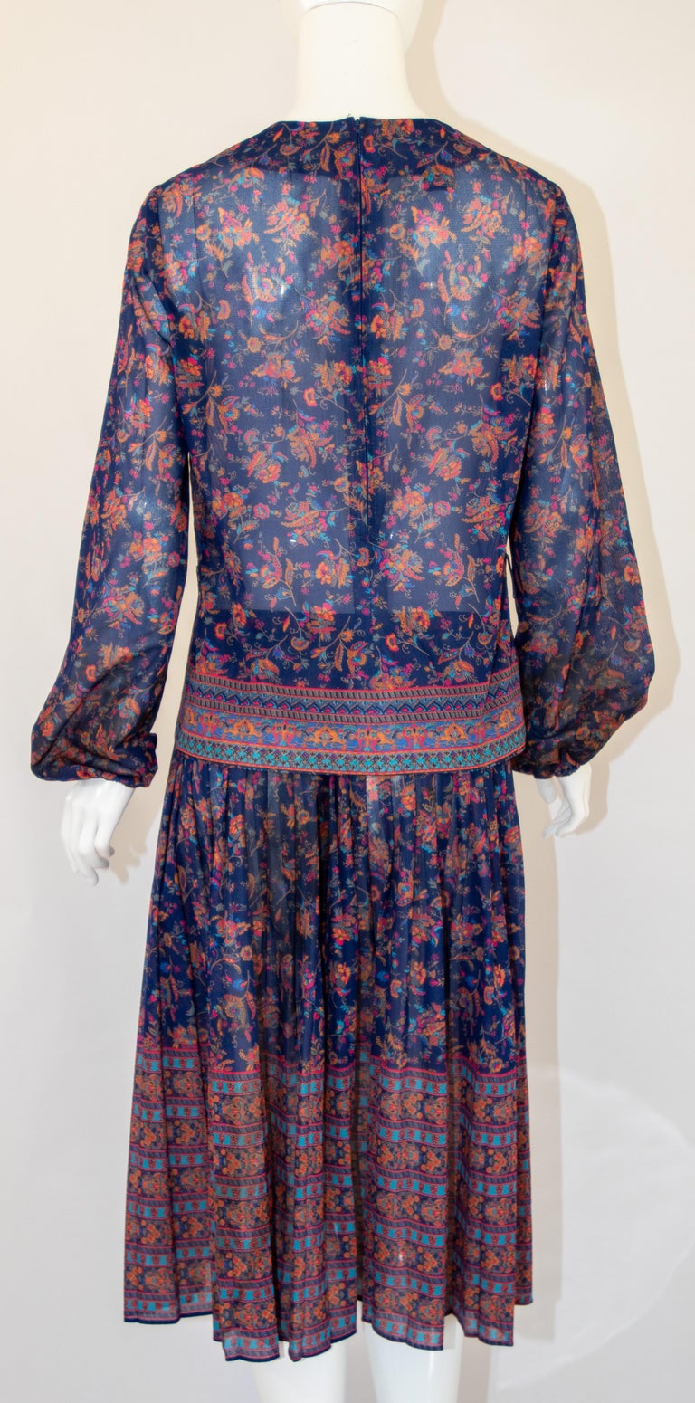 1970s Vintage Bohemian Floral Printed Dress Miss Magnin at I. Magnin For Sale 5