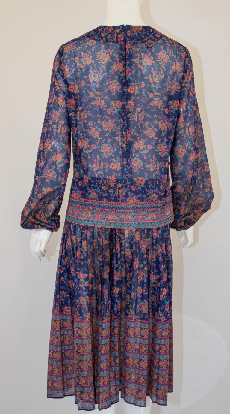 1970s Vintage Bohemian Floral Printed Dress Miss Magnin at I. Magnin For Sale 7