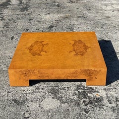 1970s Vintage Boho Burl Wood Low Coffee Table