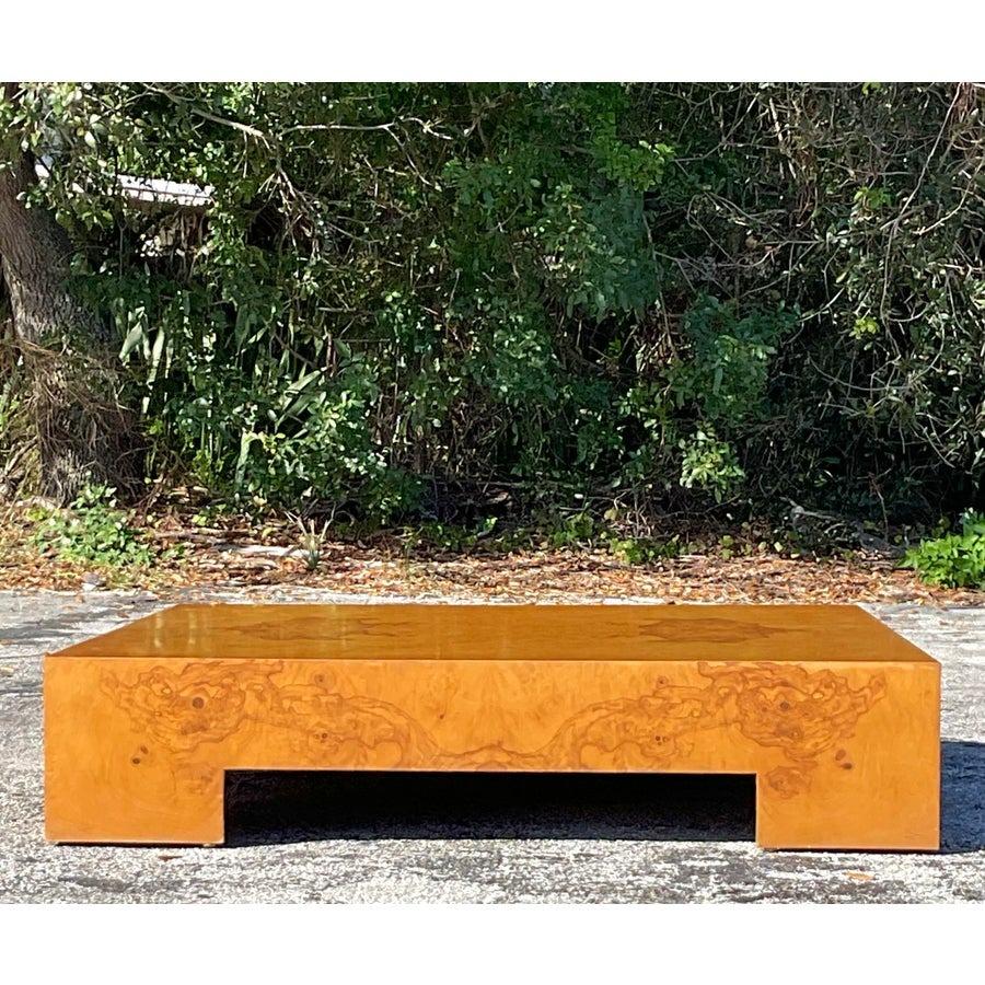Late 20th Century 1970s Vintage Boho Burl Wood Low Coffee Table For Sale