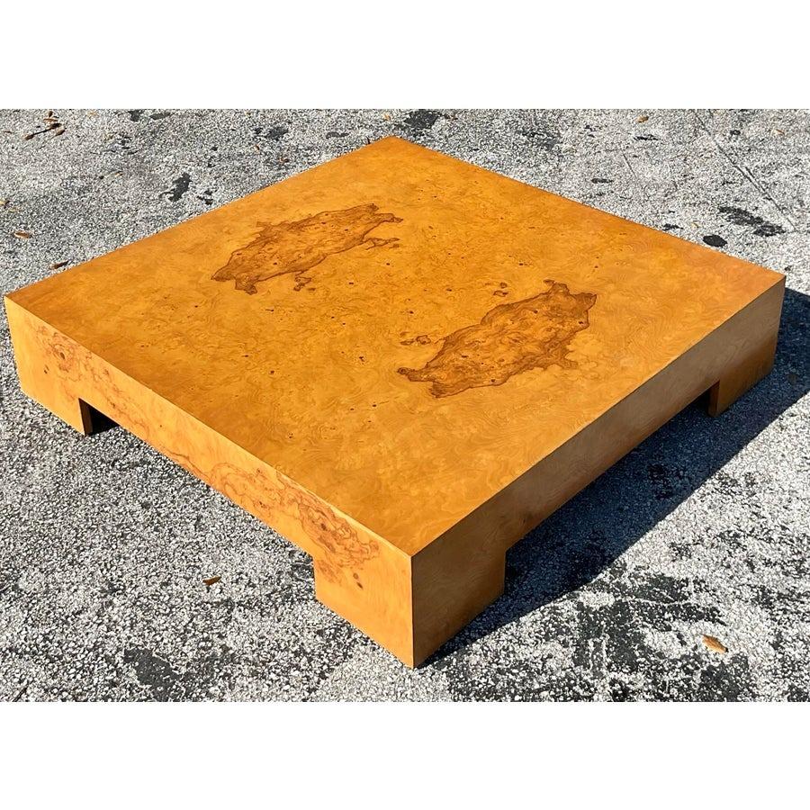 1970s Vintage Boho Burl Wood Low Coffee Table For Sale 1