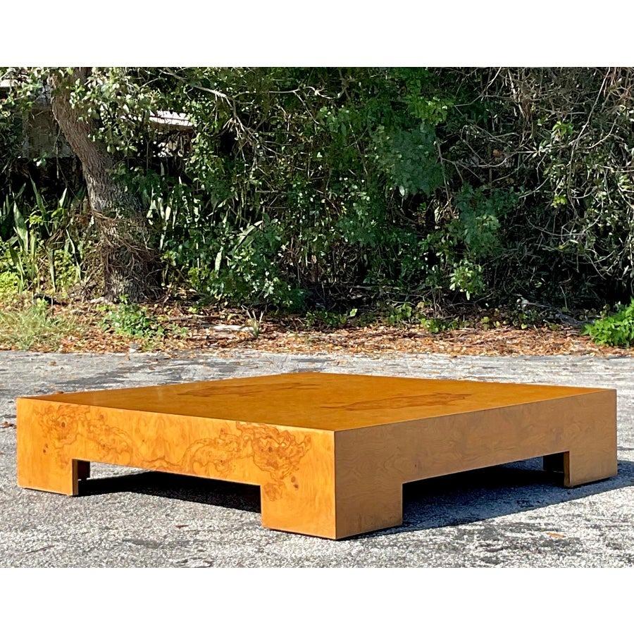 1970s Vintage Boho Burl Wood Low Coffee Table For Sale 2