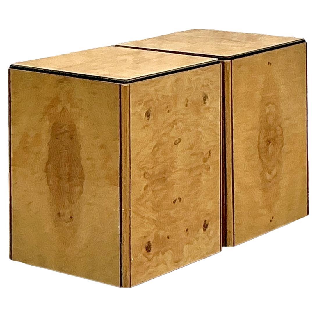 Pareja de mesas auxiliares de madera Henredon Vintage Boho de los años 70