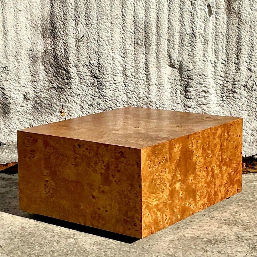 Moderne Table basse rectangulaire en ronce de bois bohème vintage des années 1970 en vente
