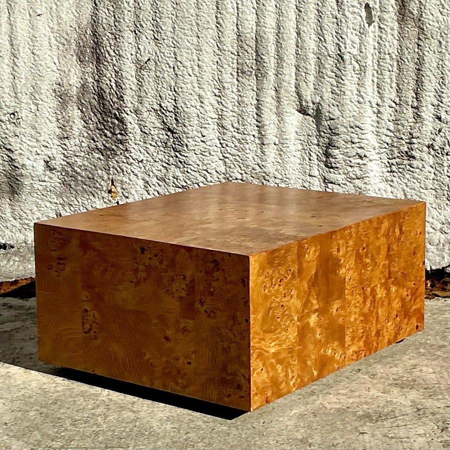 Fin du 20e siècle Table basse rectangulaire en ronce de bois bohème vintage des années 1970 en vente