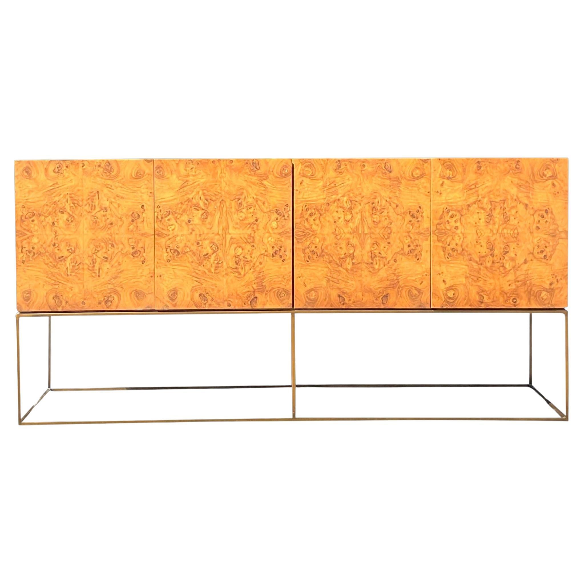 1970s Vintage Boho Tagged Milo Baughman for Thayer Coggin Burl Wood Credenza